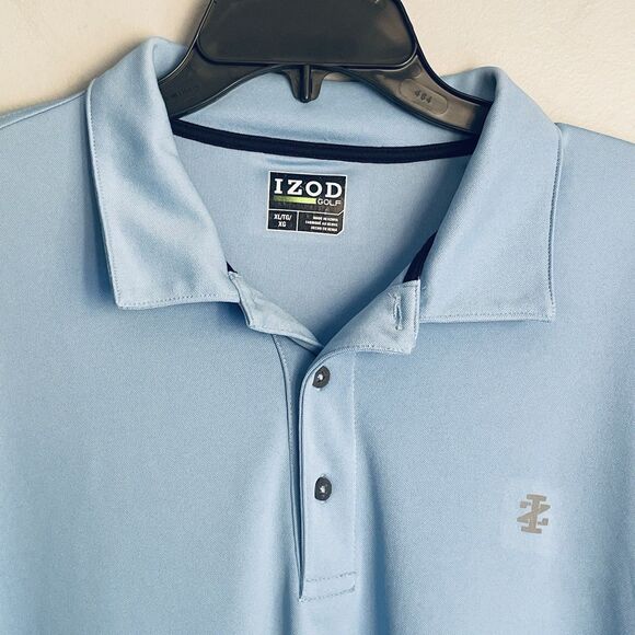 Izod Golf Polo Shirt Men's XL Light Blue Performance Short Sleeve Collared Logo - Picture 7 of 12